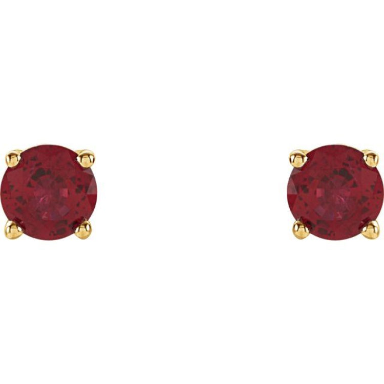 14K Yellow 4 mm Natural Ruby Earrings