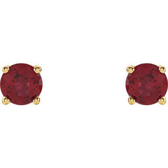 14K Yellow 4 mm Natural Ruby Earrings