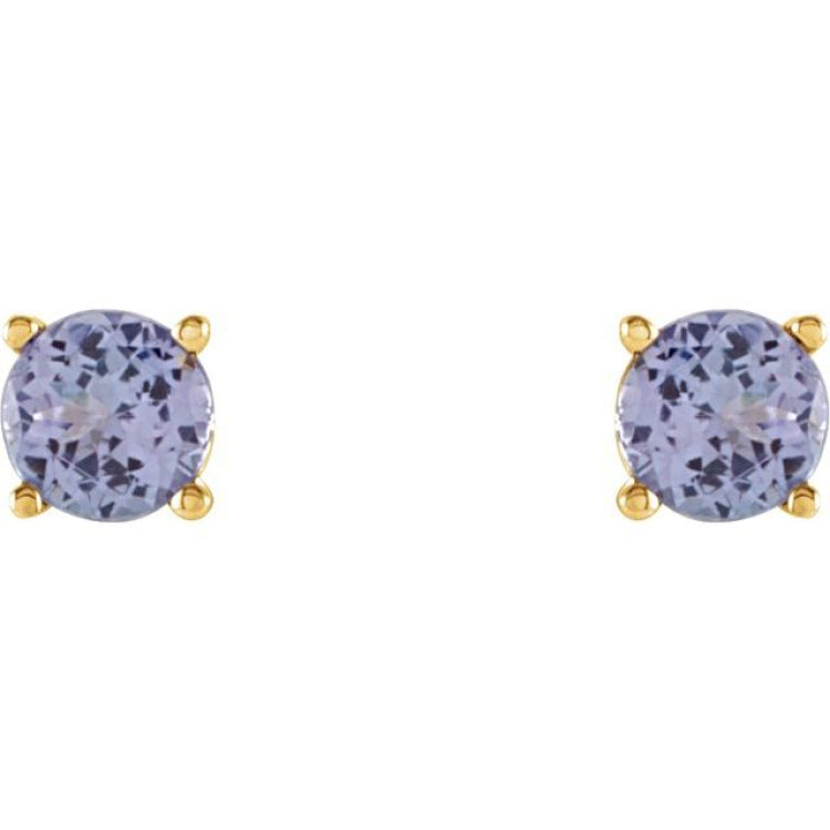 14K Yellow 4 mm Natural Tanzanite Earrings