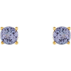 14K Yellow 4 mm Natural Tanzanite Earrings