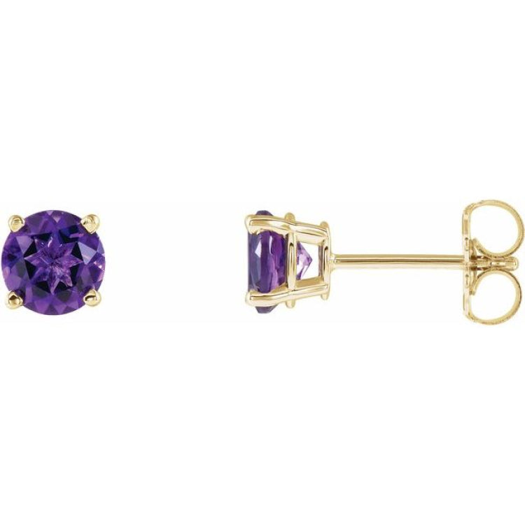 14K Yellow 5 mm Natural Amethyst Earrings