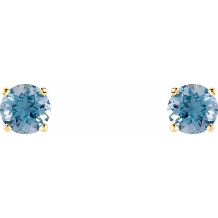 14K Yellow 5 mm Natural Aquamarine Earrings