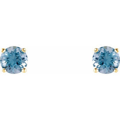 14K Yellow 5 mm Natural Aquamarine Earrings