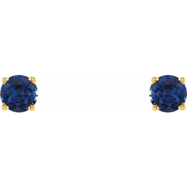 14K Yellow 5 mm Natural Blue Sapphire Earrings