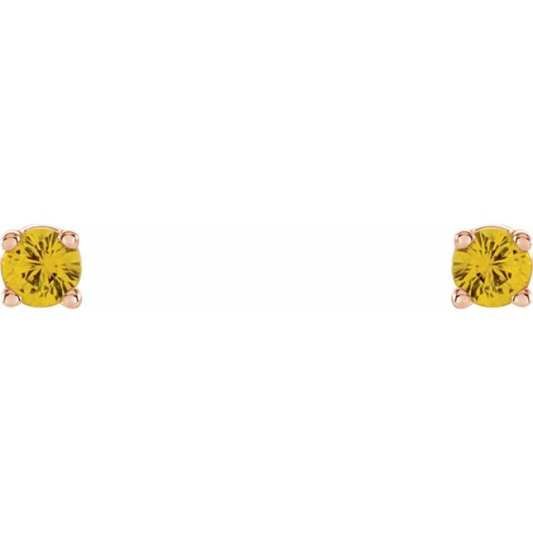 14K Rose 2.5 mm Natural Yellow Sapphire Earrings