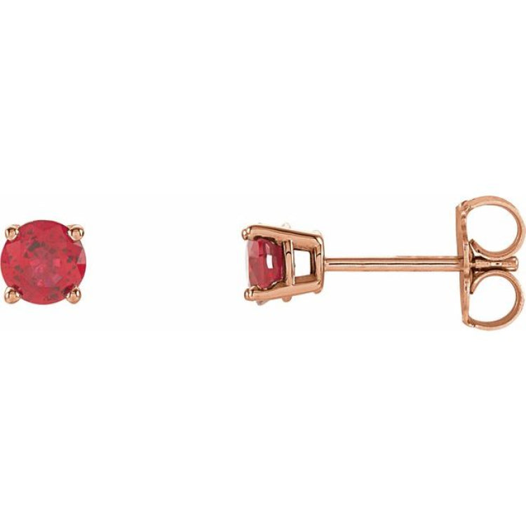 14K Rose 4 mm Natural Ruby Earrings