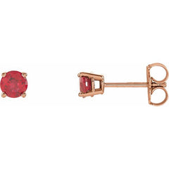 14K Rose 4 mm Natural Ruby Earrings