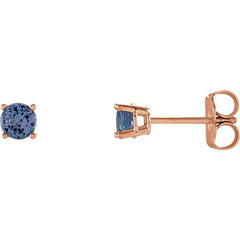 14K Rose 4 mm Natural Tanzanite Earrings