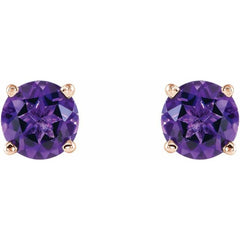 14K Rose 5 mm Natural Amethyst Earrings