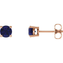 14K Rose 5 mm Natural Blue Sapphire Earrings