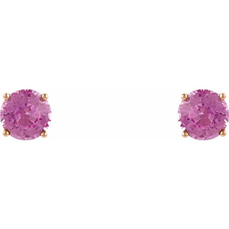 14K Rose 5 mm Natural Pink Sapphire Earrings