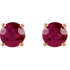 14K Rose 5 mm Natural Ruby Earrings