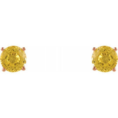 14K Rose 5 mm Natural Yellow Sapphire Earrings