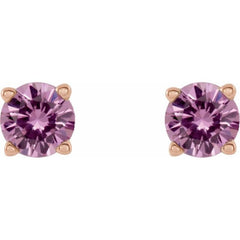14K Rose 2.5 mm Natural Pink Sapphire Earrings