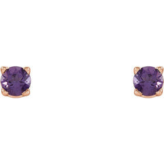 14K Rose 2.5 mm Natural Amethyst Earrings