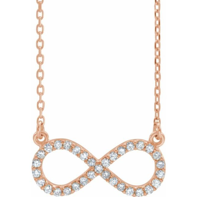 14K Rose 1/8 CTW Natural Diamond Infinity 16 1/2" Necklace