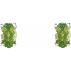 14K White Natural Peridot Earrings