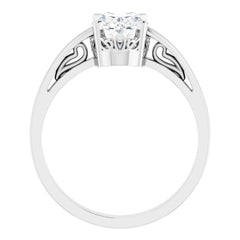 14K White Natural White Sapphire Ring