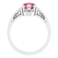 14K White Natural Pink Tourmaline Ring