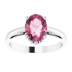 14K White Natural Pink Tourmaline Ring