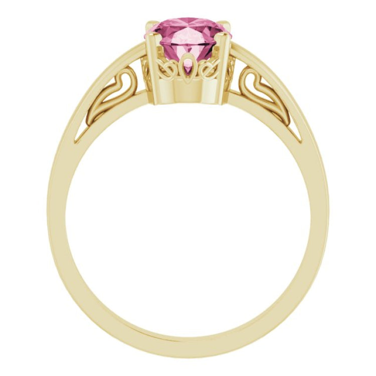 14K Yellow Natural Pink Tourmaline Ring