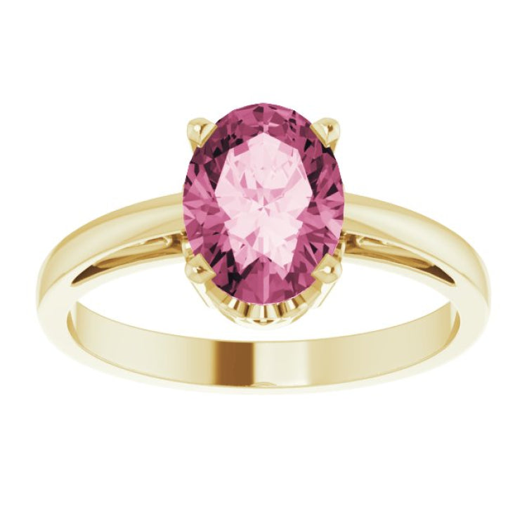 14K Yellow Natural Pink Tourmaline Ring