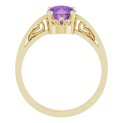 14K Yellow Natural Amethyst Ring