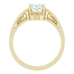 14K Yellow Natural White Sapphire Ring