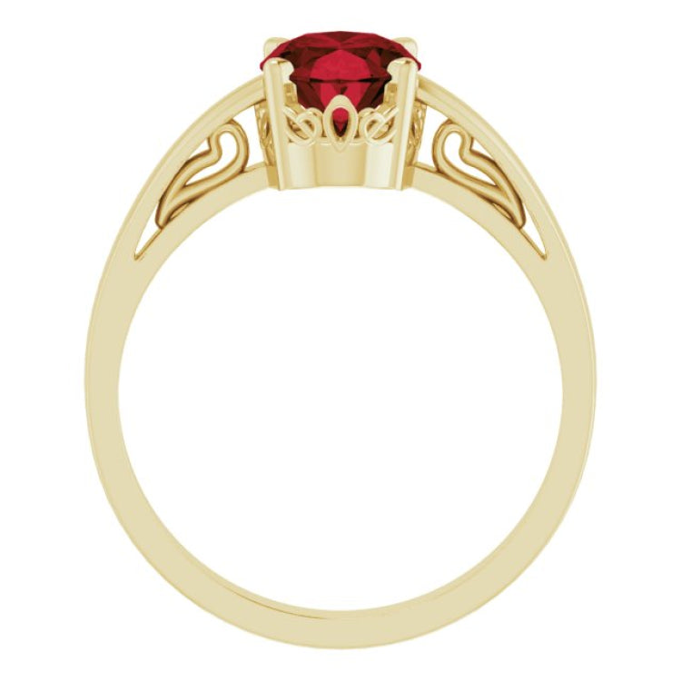 14K Yellow Natural Mozambique Garnet Ring