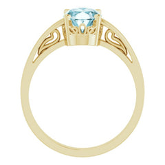 14K Yellow Natural Sky Blue Topaz Ring