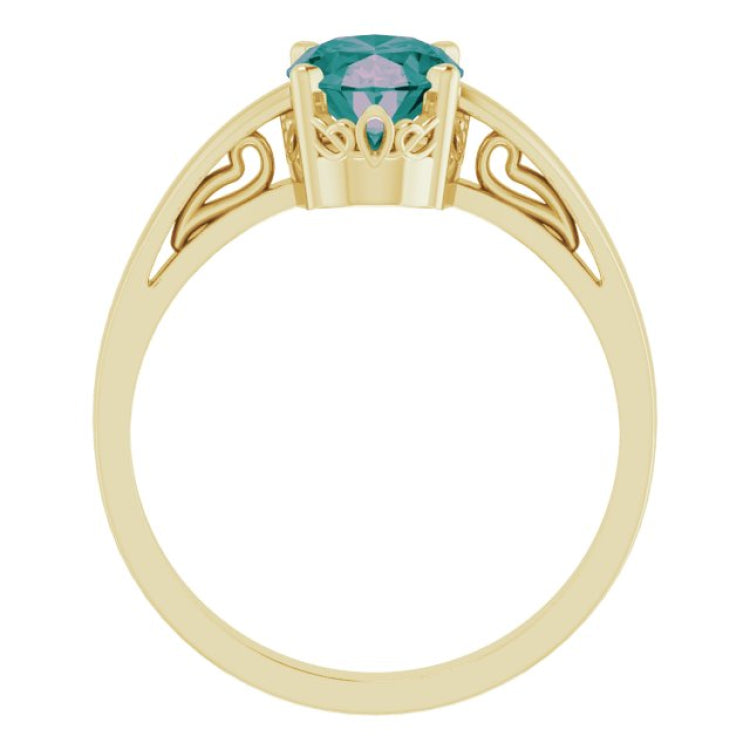 14K Yellow Lab-Grown Alexandrite Ring