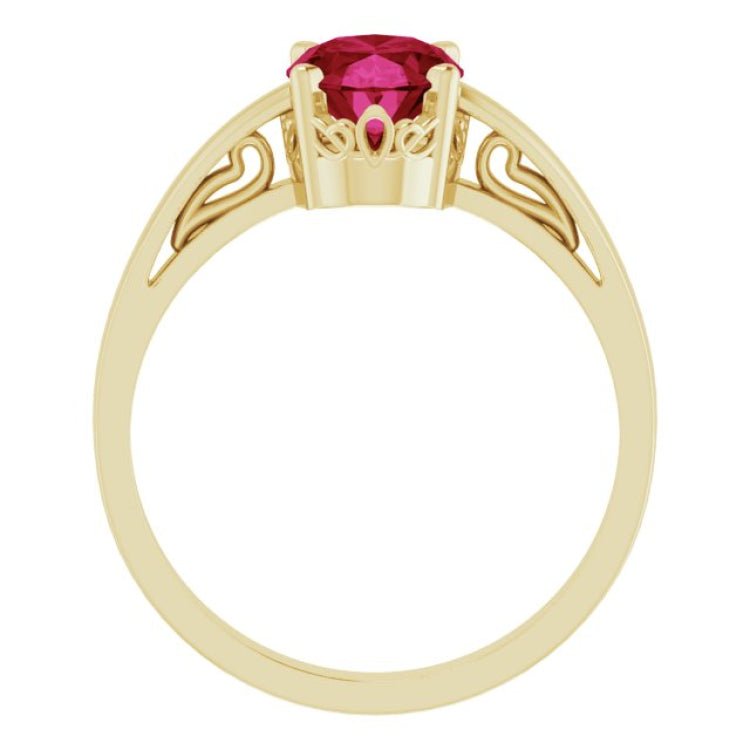 14K Yellow Lab-Grown Ruby Ring