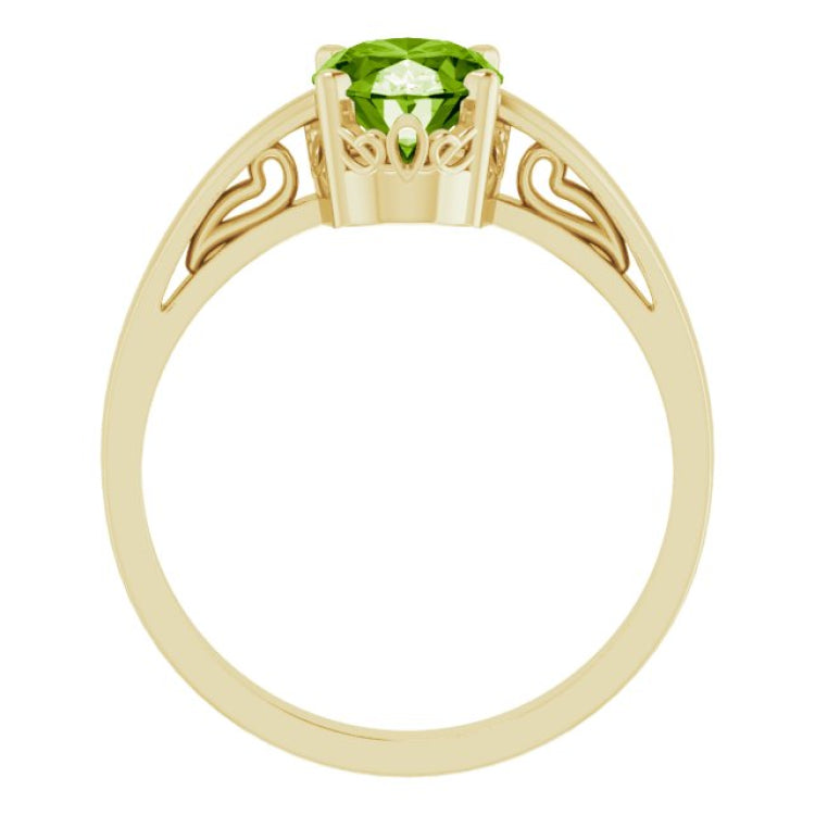 14K Yellow Natural Peridot Ring