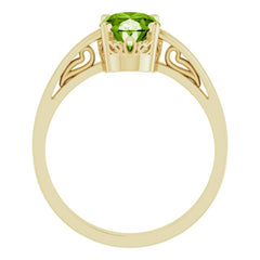 14K Yellow Natural Peridot Ring