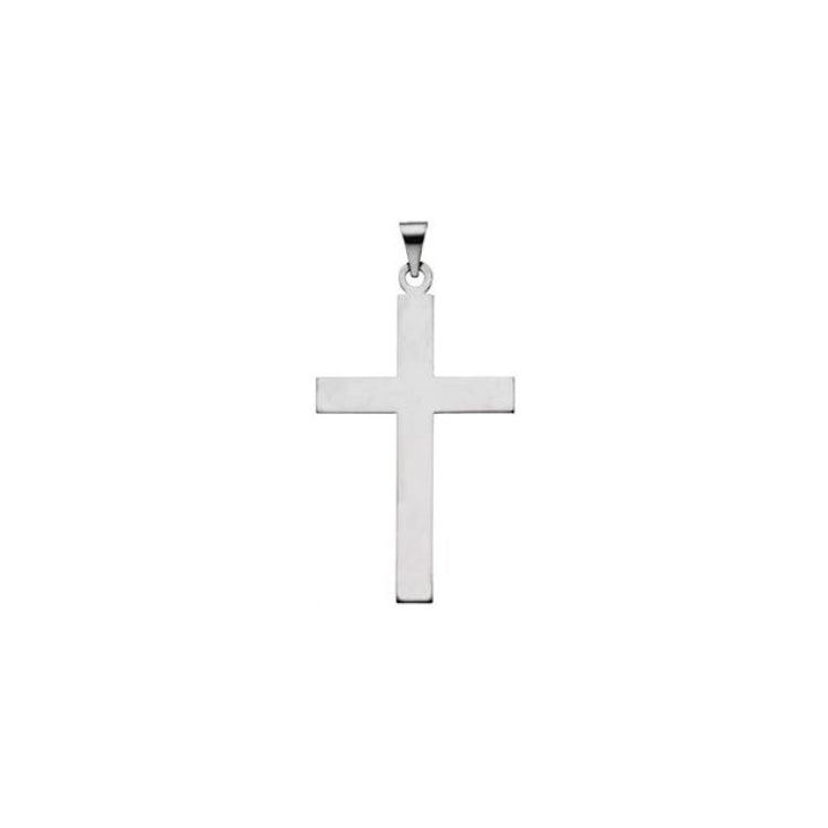 14K White 39 x 25 mm Cross Pendant
