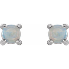 14K White 4 mm Natural White Opal Earrings