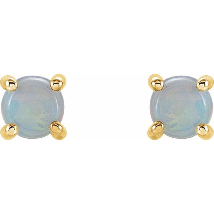 14K Yellow 5 mm Natural White Opal Earrings