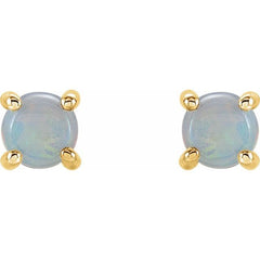 14K Yellow 5 mm Natural White Opal Earrings