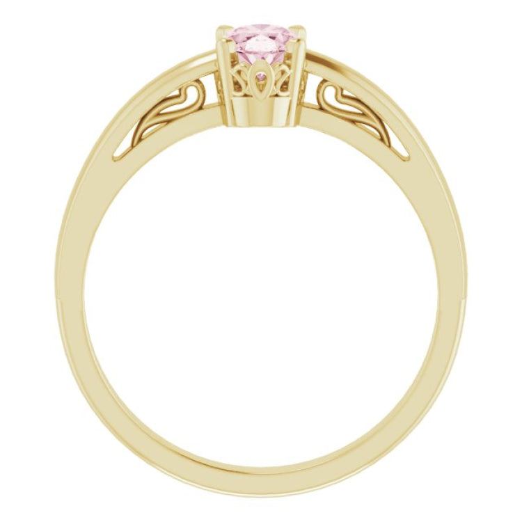 14K Yellow Natural Pink Morganite Ring