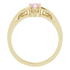 14K Yellow Natural Pink Morganite Ring