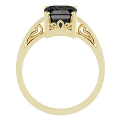 14K Yellow Natural Black Onyx Scroll Setting® Ring