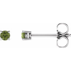 14K White 2.5 mm Natural Peridot Earrings