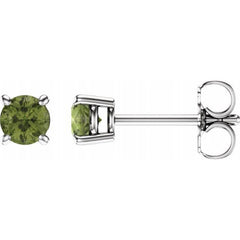 14K White 4 mm Natural Peridot Earrings