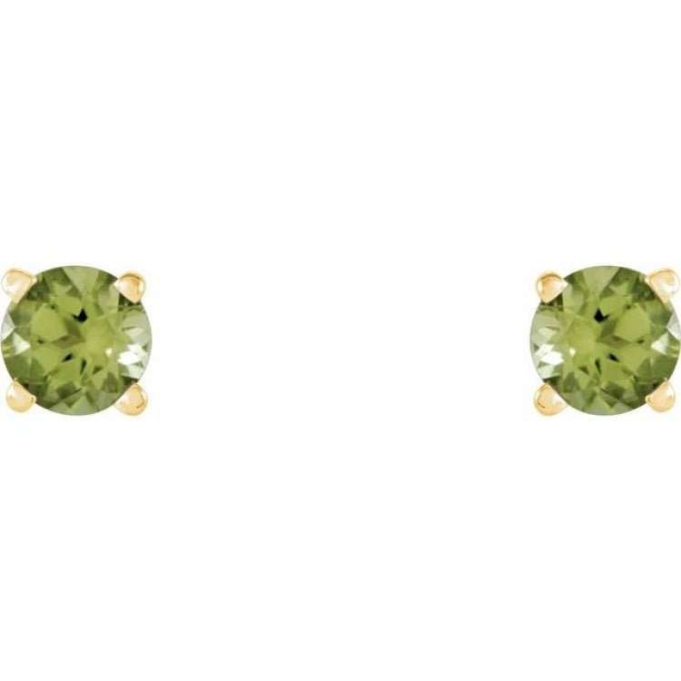 14K Yellow Gold 4 mm Natural Peridot Earrings