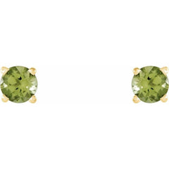 14K Yellow 4 mm Natural Peridot Earrings