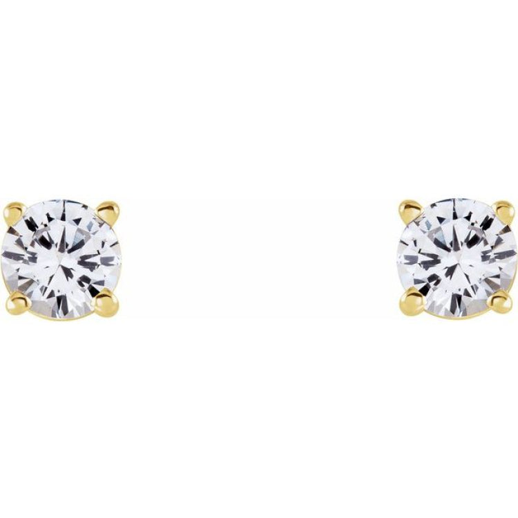 14K Yellow 4 mm Natural White Sapphire Earrings
