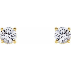 14K Yellow 4 mm Natural White Sapphire Earrings