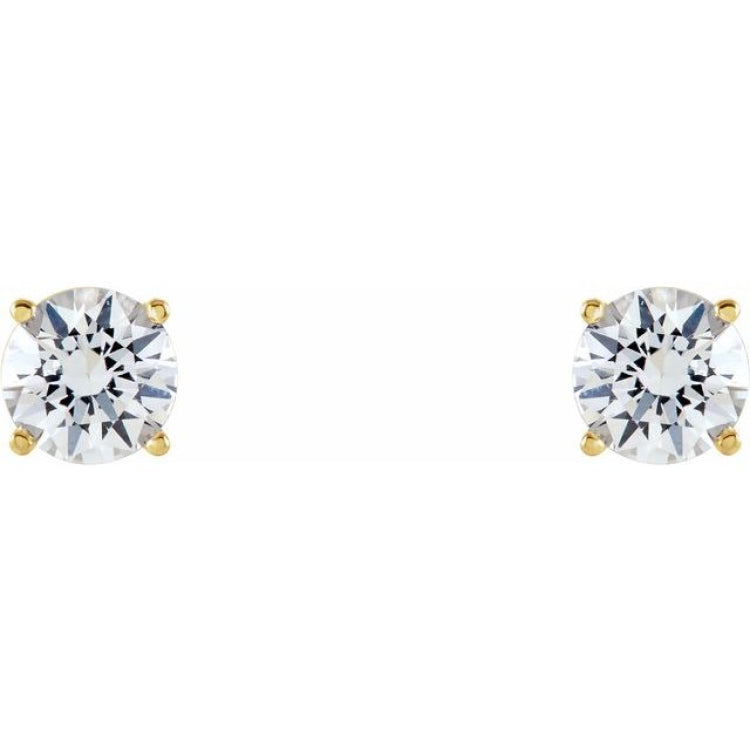14K Yellow 5 mm Natural White Sapphire Earrings