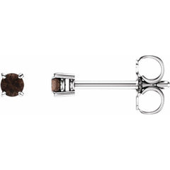 14K White 2.5 mm Natural Smoky Quartz Earrings