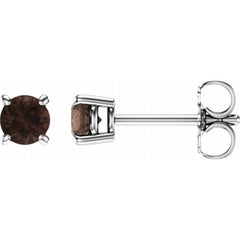 14K White 4 mm Natural Smoky Quartz Earrings